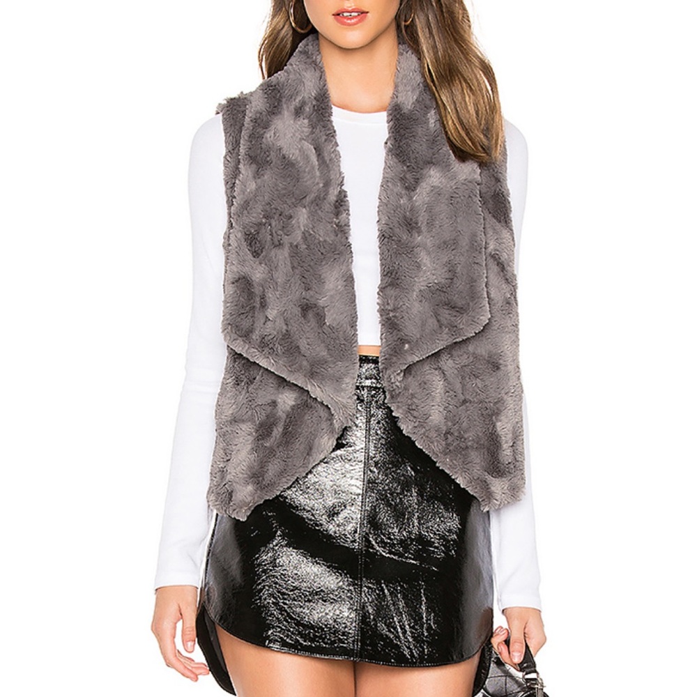 REVOLVE Faux Fur Silky Outerwear Gray Jack BB Vest